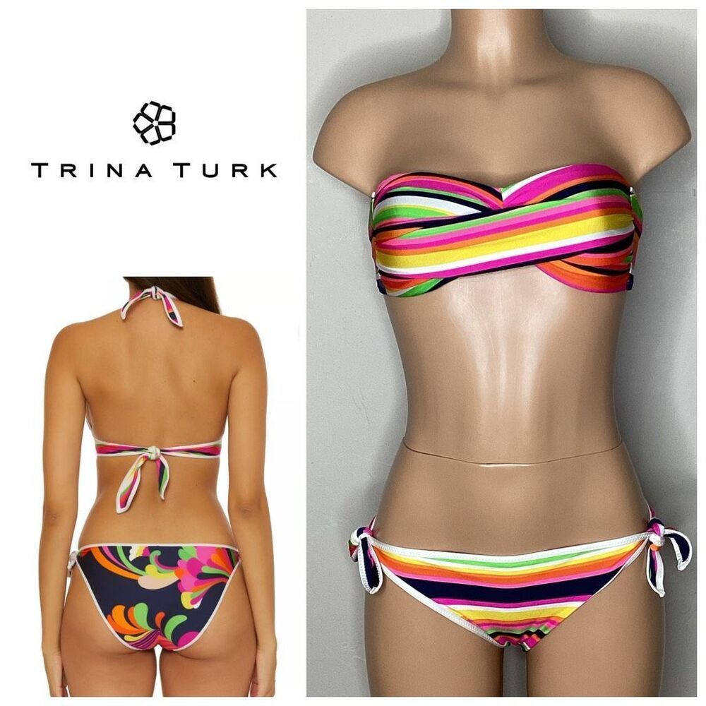 New. Trina Turk reversible striped bikini set. 6/10. Retails $189